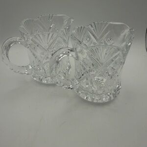 Vintage Crystal Clear cut glass Glass creamer Set